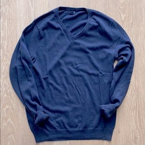 J.Crew Cotton Cashmere V-Neck Sweater - Navy
